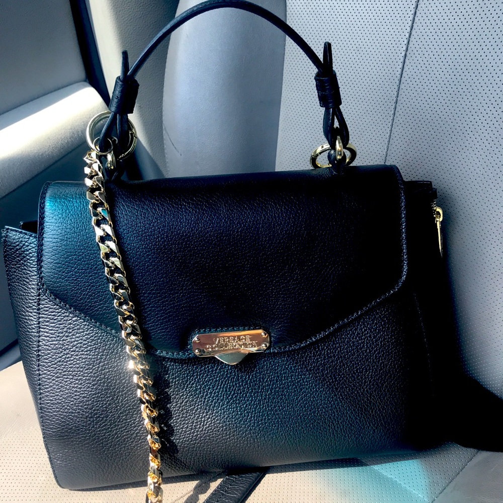 Black and gold Versace purse